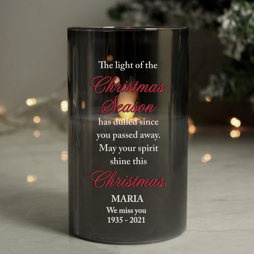 Personalised Christmas Season Memorial Smoked LED Candle Extra Image 2